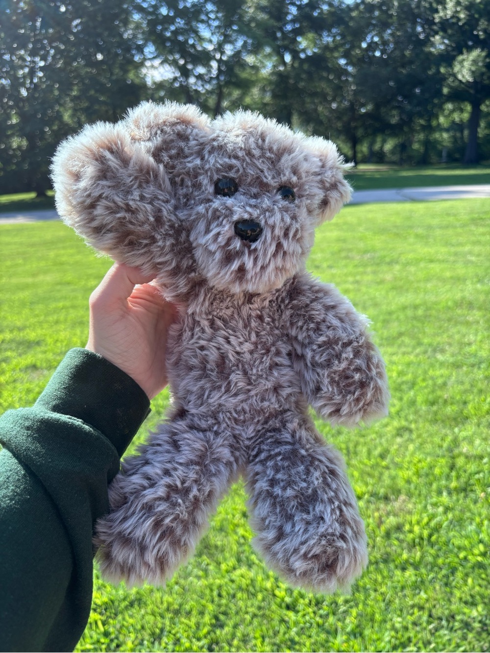 Plush Grey-Brown Teddy Bear Crochet Stuffed Animal